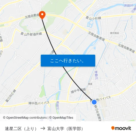 速星二区（上り） to 富山大学（医学部） map