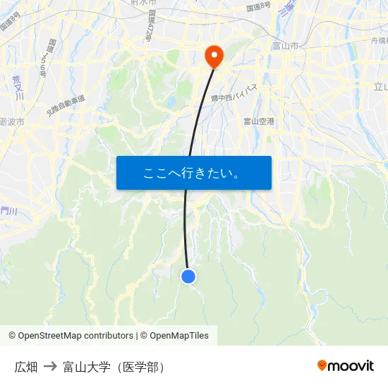広畑 to 富山大学（医学部） map