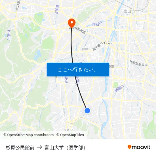 杉原公民館前 to 富山大学（医学部） map
