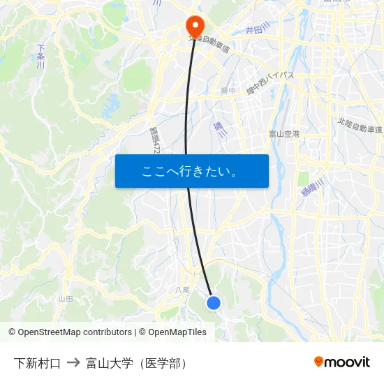 下新村口 to 富山大学（医学部） map