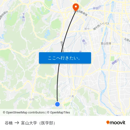谷橋 to 富山大学（医学部） map