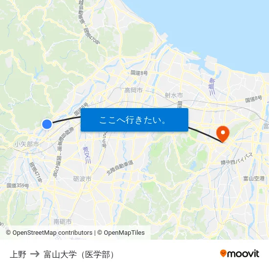 上野 to 富山大学（医学部） map