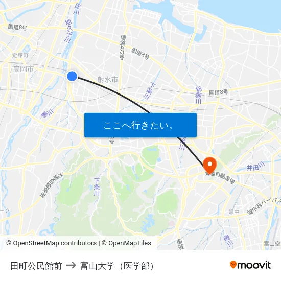 田町公民館前 to 富山大学（医学部） map