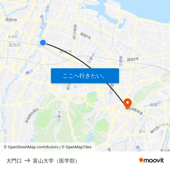 大門口 to 富山大学（医学部） map