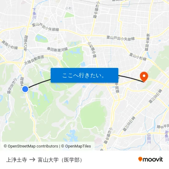 上浄土寺 to 富山大学（医学部） map