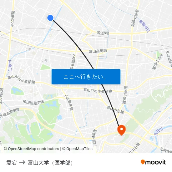 愛宕 to 富山大学（医学部） map