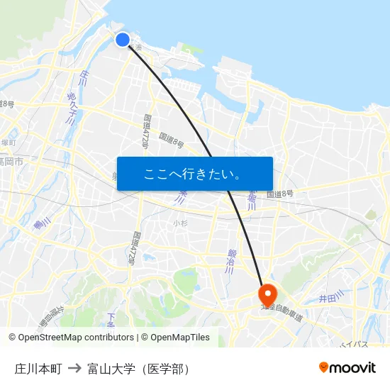 庄川本町 to 富山大学（医学部） map