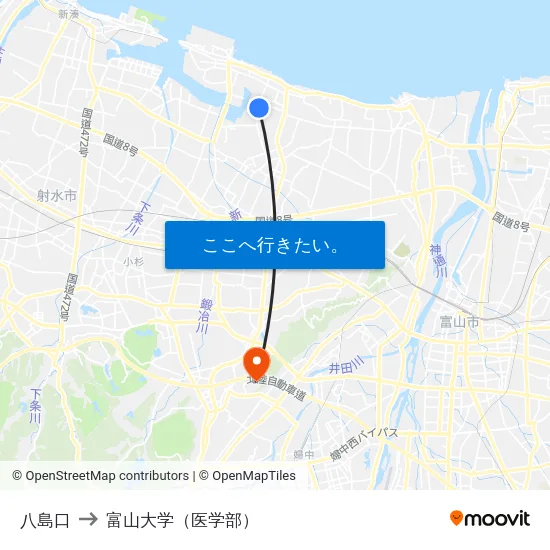 八島口 to 富山大学（医学部） map