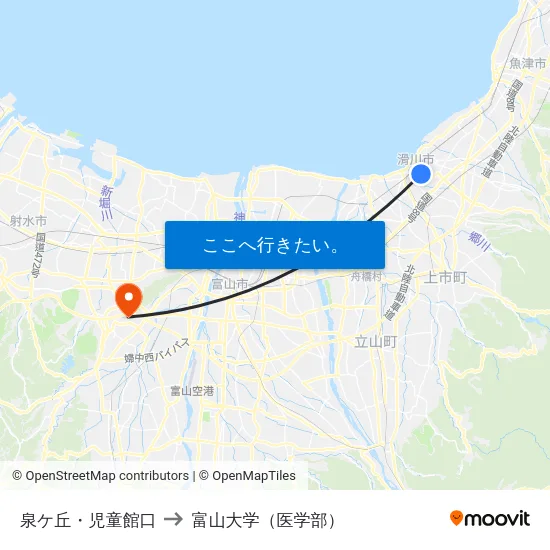 泉ケ丘・児童館口 to 富山大学（医学部） map
