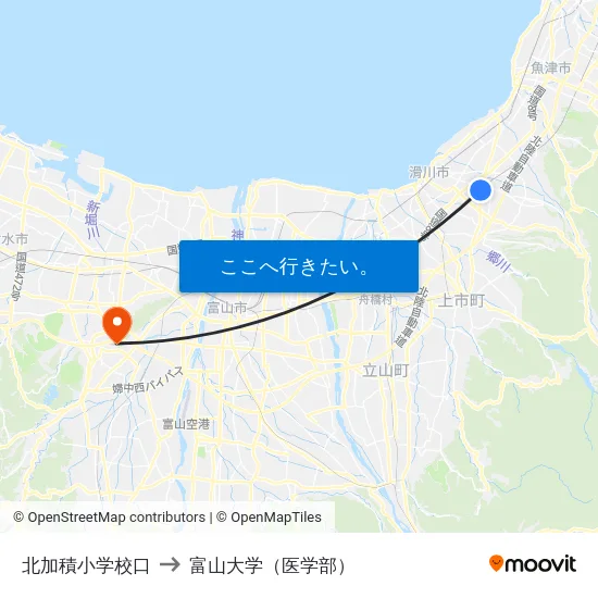 北加積小学校口 to 富山大学（医学部） map