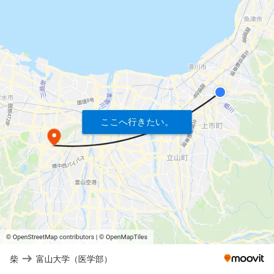 柴 to 富山大学（医学部） map