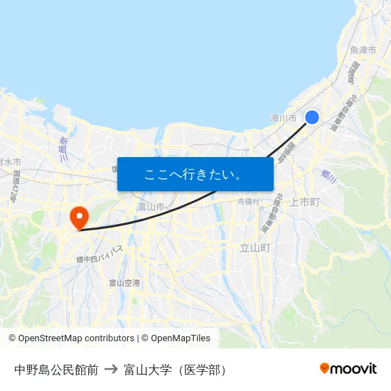 中野島公民館前 to 富山大学（医学部） map