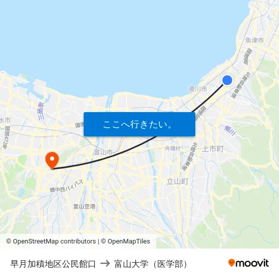 早月加積地区公民館口 to 富山大学（医学部） map