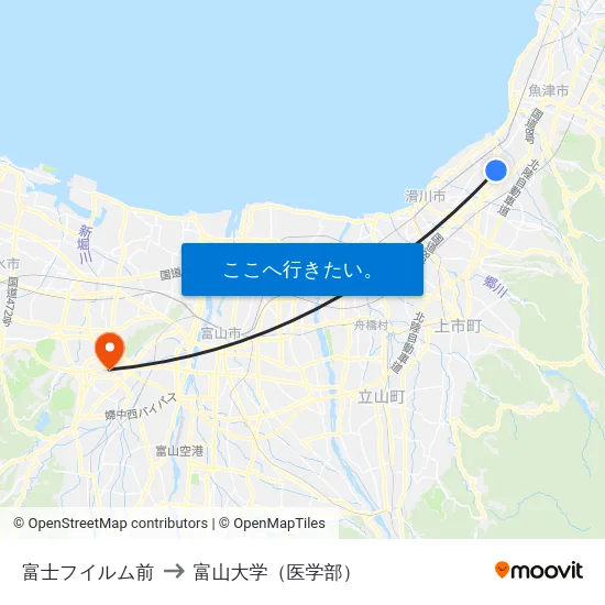 富士フイルム前 to 富山大学（医学部） map