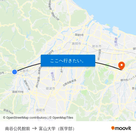 南谷公民館前 to 富山大学（医学部） map