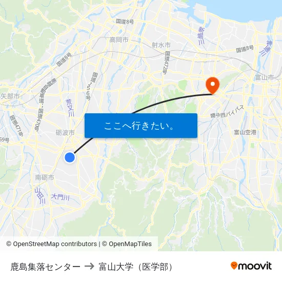 鹿島集落センター to 富山大学（医学部） map