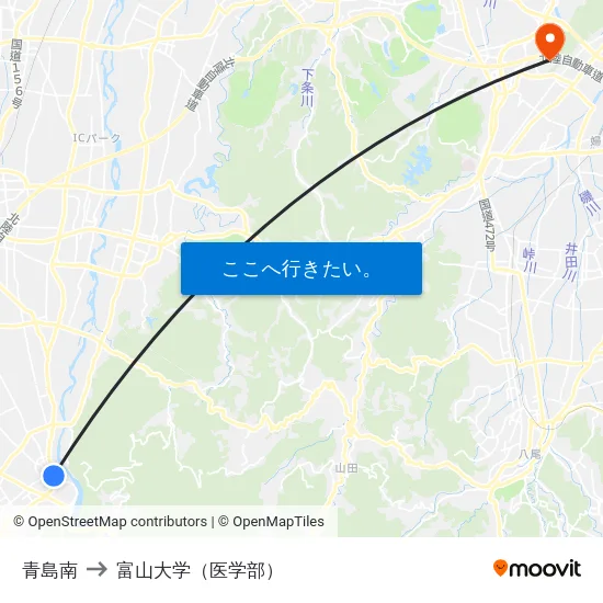 青島南 to 富山大学（医学部） map