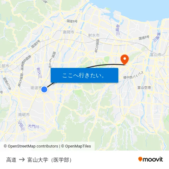 高道 to 富山大学（医学部） map