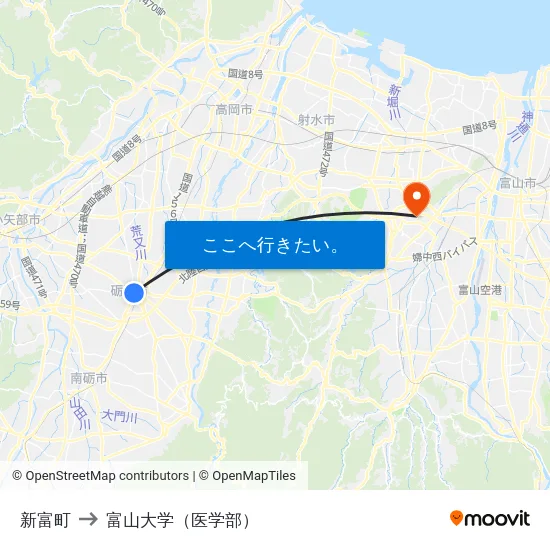 新富町 to 富山大学（医学部） map