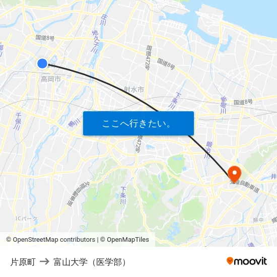 片原町 to 富山大学（医学部） map