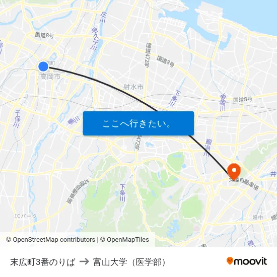 末広町3番のりば to 富山大学（医学部） map