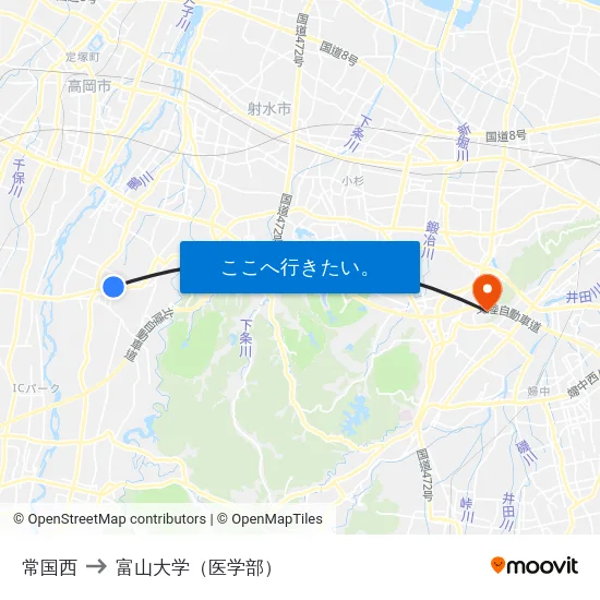 常国西 to 富山大学（医学部） map