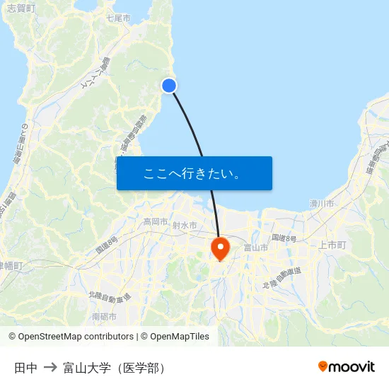 田中 to 富山大学（医学部） map