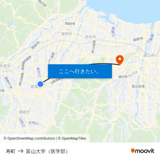 寿町 to 富山大学（医学部） map