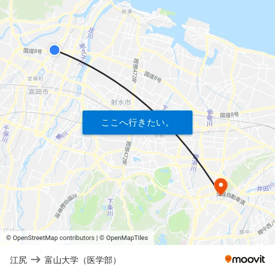 江尻 to 富山大学（医学部） map