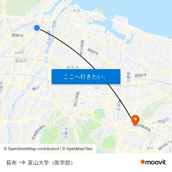 荻布 to 富山大学（医学部） map