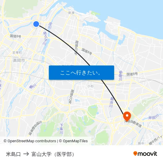 米島口 to 富山大学（医学部） map