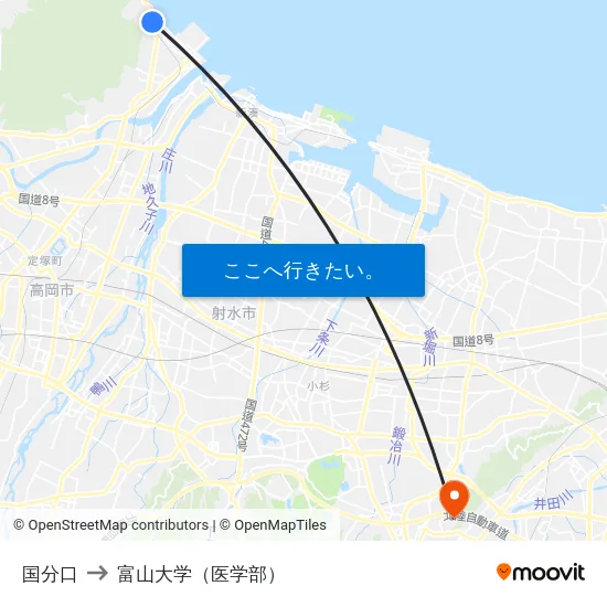 国分口 to 富山大学（医学部） map