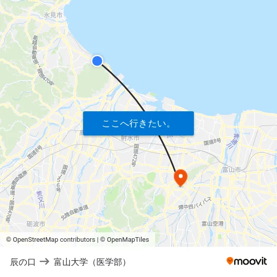 辰の口 to 富山大学（医学部） map