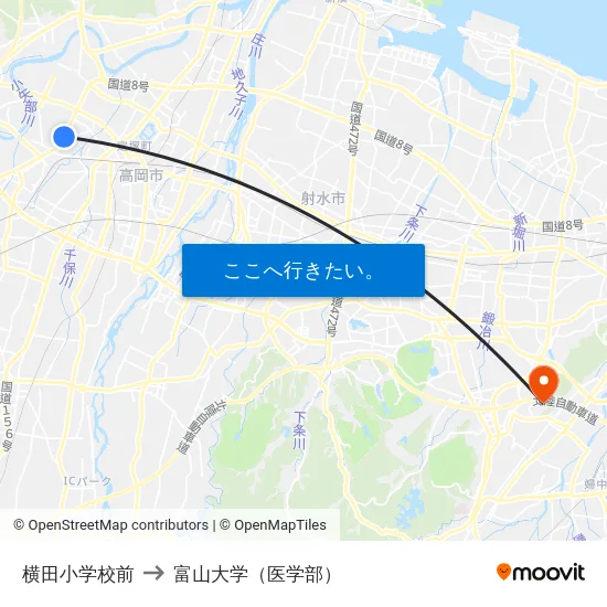 横田小学校前 to 富山大学（医学部） map