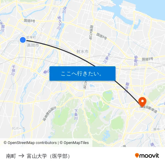 南町 to 富山大学（医学部） map