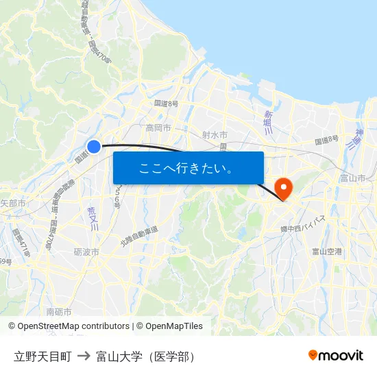 立野天目町 to 富山大学（医学部） map