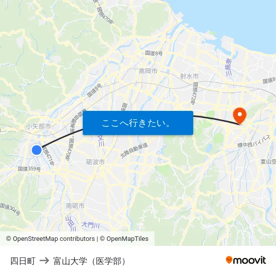 四日町 to 富山大学（医学部） map
