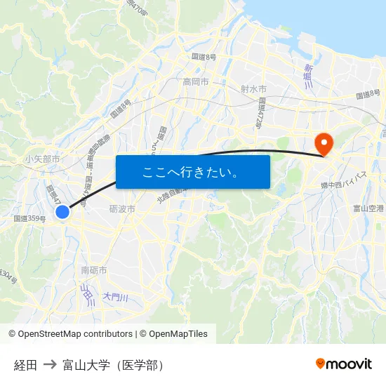 経田 to 富山大学（医学部） map