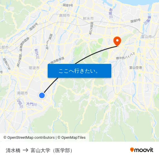 清水橋 to 富山大学（医学部） map