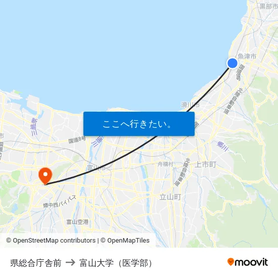 県総合庁舎前 to 富山大学（医学部） map