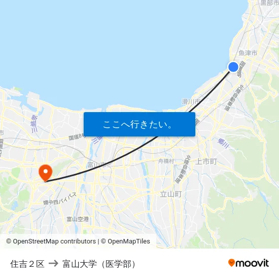 住吉２区 to 富山大学（医学部） map
