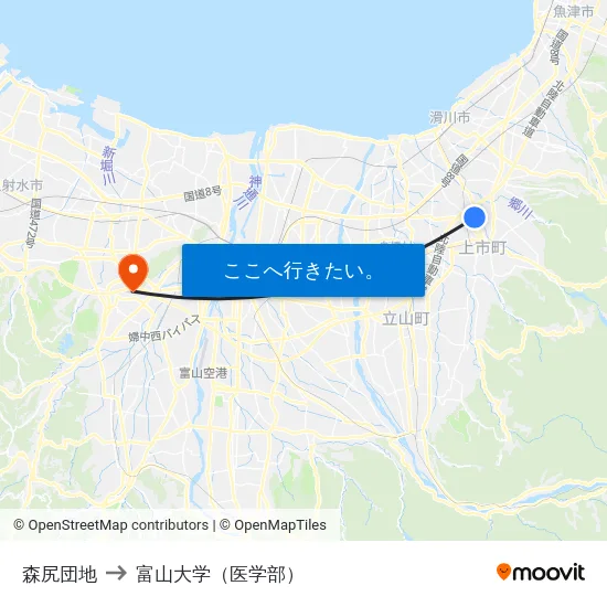 森尻団地 to 富山大学（医学部） map