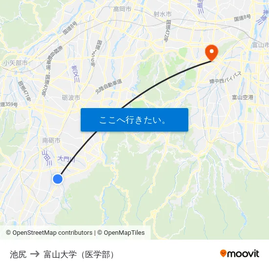 池尻 to 富山大学（医学部） map
