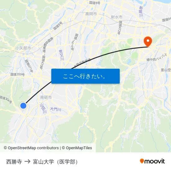 西勝寺 to 富山大学（医学部） map