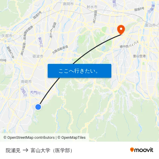 院瀬見 to 富山大学（医学部） map