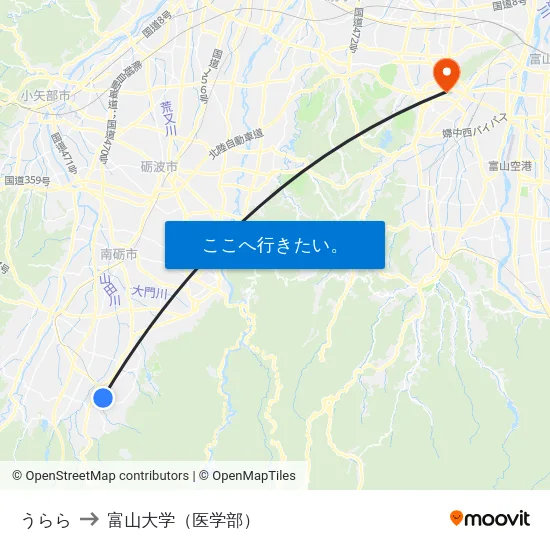 うらら to 富山大学（医学部） map