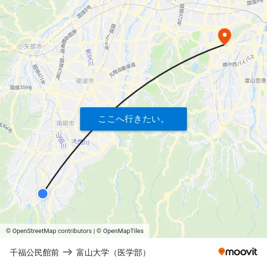 千福公民館前 to 富山大学（医学部） map