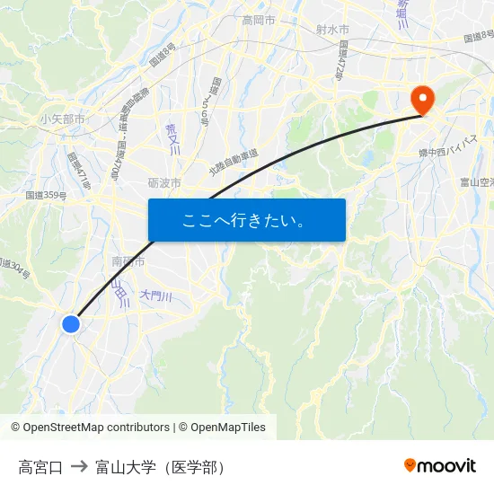 高宮口 to 富山大学（医学部） map