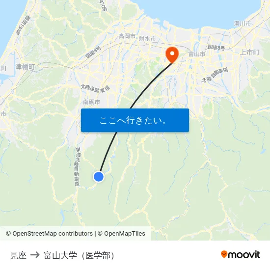 見座 to 富山大学（医学部） map