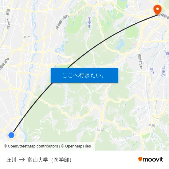庄川 to 富山大学（医学部） map